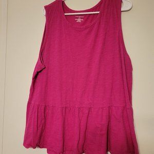 Lane Bryant Size 22/24 Hot Pink Peplum Cotton Tank Top